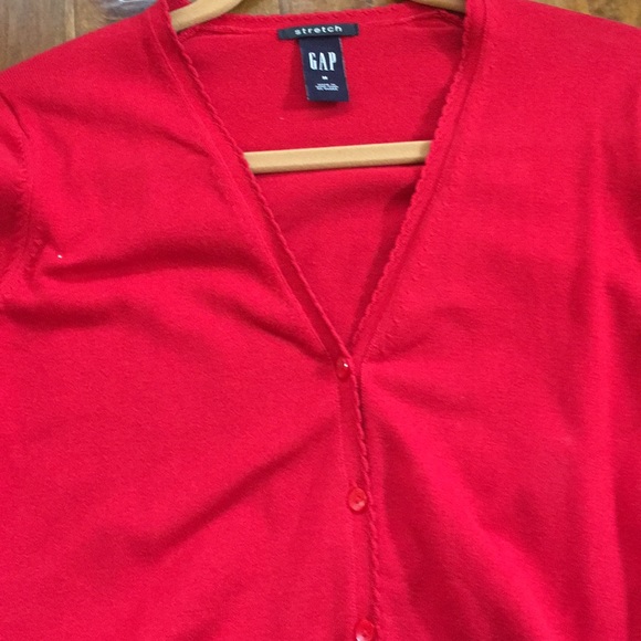 GAP Button Down 3/4 Sleeve Red Cardigan Top Medium - Picture 8 of 8